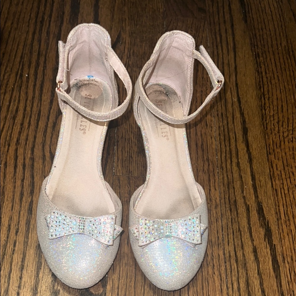 Sparkly Bow wedge Heels Girls size 2